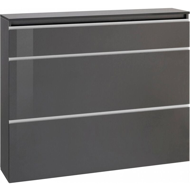 Dmora Range-chaussures moderne, Made in Italy, avec 2 portes et 1 porte abattante, Range-chaussures d'entrée, 120x27h108 cm, couleur anthracite