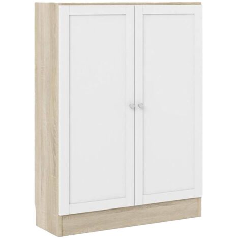 Dmora - Scarpiera Ambre, Mobile portascarpe, Armadio da ingresso multiuso, Mobiletto per calzature, 79x28 h107 cm, Quercia e Bianco