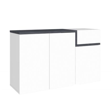Dmora - Scarpiera Anist, Mobile multiuso 3 ante e 1 anta a ribalta, Portascarpe da ingresso, 100% Made in Italy, cm 120x40h80, Bianco lucido e Ardesia