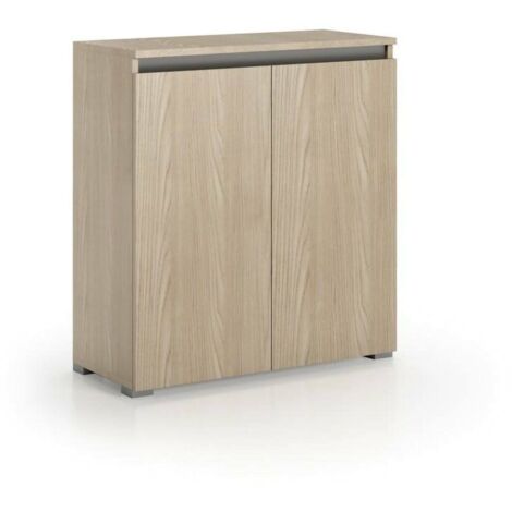 Dmora - Scarpiera Astrina, Mobile multiuso, Porta scarpe salvaspazio a 2 ante, Armadio portaoggetti con scaffali, 100% Made in Italy, 80x37h102 cm, Olmo