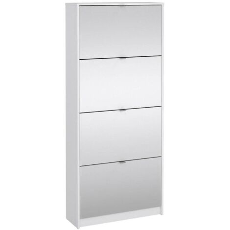 Dmora - Scarpiera Bliss, Mobile portascarpe, Armadio da ingresso multiuso, Mobiletto per calzature, 70x24 h162 cm, Bianco lucido