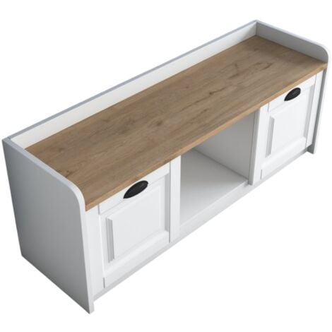 Dmora - Scarpiera Egay, Mobile portascarpe, Armadio da ingresso multiuso, Mobiletto per calzature, 120x40 h45 cm, Bianco e Noce