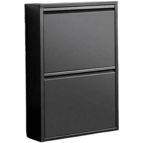 Dmora - Scarpiera Ezequiel, Mobile portascarpe, Armadio da ingresso multiuso, Mobiletto per calzature, 50x15h71 cm, Nero, con imballo rinforzato