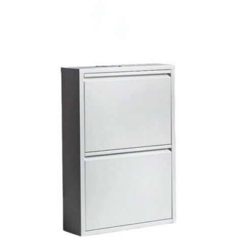 Dmora - Scarpiera Igina, Mobile portascarpe in metallo, Armadio da ingresso multiuso, Mobiletto per calzature, 50x15h71 cm, Bianco