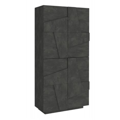Dmora Scarpiera moderna, Made in Italy, a 4 ante battenti, Portascarpe da ingresso, Mobile multiuso, cm 81x38h167, colore Grigio Cenere, con imballo rinforzato