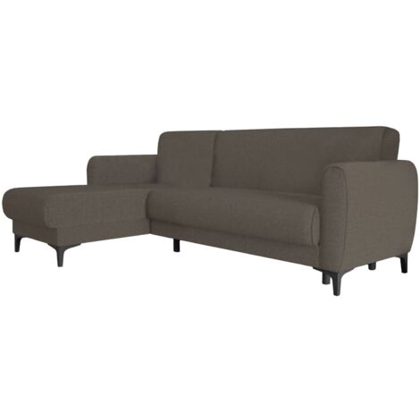 Dmora Schlafsofa Angel, Eckschlafsofa mit umkehrbarer Halbinsel, modernes Containersofa mit Chaiselongue und 3 Kissen, Cm 230x153h85, Braun