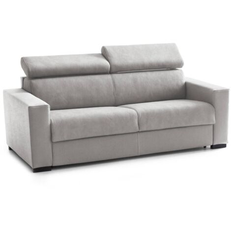 Dmora - Schlafsofa Daame, 2-Sitzer-Sofa, 100% Made in Italy, Wohnzimmersofa mit drehbarer Öffnung, mit verstellbaren Kopfstützen und schlanken Armlehnen, Cm 160x95h85, Grau