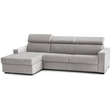 Dmora - Schlafsofa Daasho, Ecksofa, 100% Made in Italy, Sofa mit Drehöffnung, mit linker Behälterhalbinsel, mit Standard-Armlehnen, Cm 280x95h85, Grau