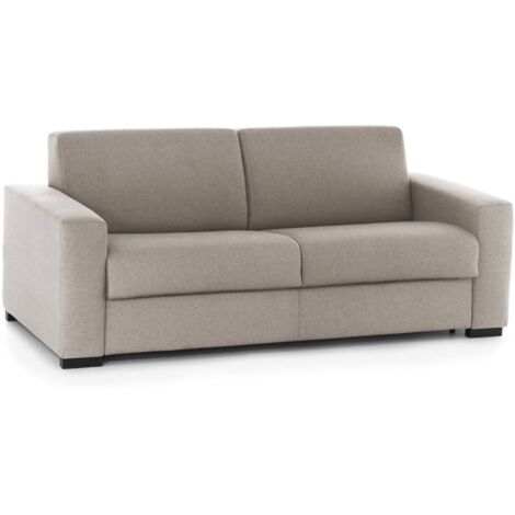 Dmora - Schlafsofa Dabaidy, 3-Sitzer-Sofa, 100% Made in Italy, Wohnzimmersofa mit drehbarer Öffnung, aus gepolstertem Stoff, mit Standard-Armlehnen, Cm 220x95h90, Turteltaube
