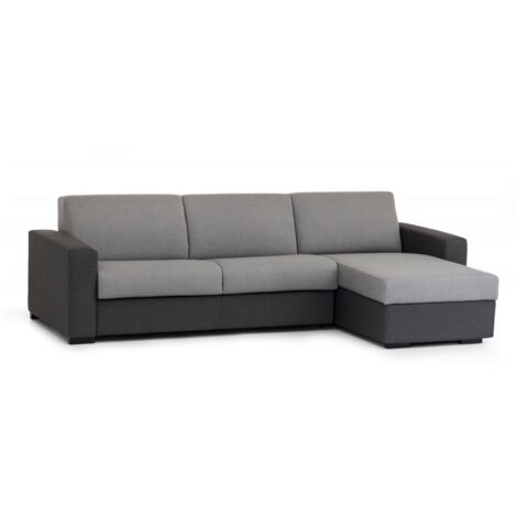 Dmora - Schlafsofa Dabala, Ecksofa, 100% Made in Italy, Sofa mit Drehöffnung, mit Wendebehälter Halbinsel, mit schmalen Armlehnen, Cm 260x95h90, Grau und Anthrazit