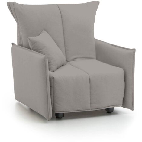 Dmora - Schlafsofa Dabari, Einzelsofa, 100% Made in Italy, Wohnzimmersessel mit Trolley-Öffnung, aus gepolstertem Stoff, mit Standard-Armlehnen, Cm 110x90h85, Grau
