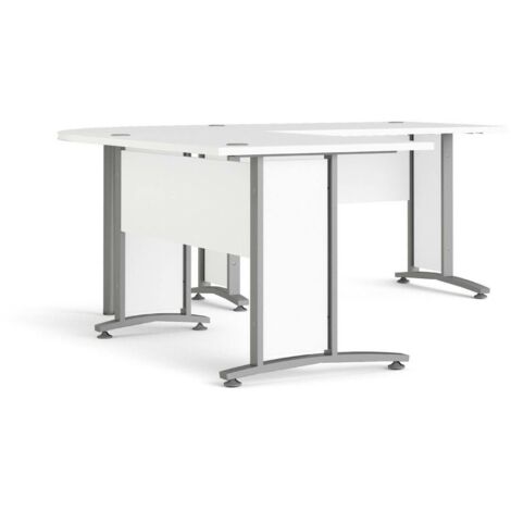 Dmora - Schreibtisch Melisande, Mehrzweckschreibtisch, Bürotisch für PC, Eckschreibtisch, 200x200 h75 cm, Weiß und Grau