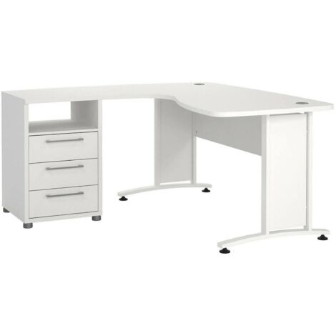 Dmora - Schreibtisch Sidonia, Mehrzweckschreibtisch, Bürotisch für PC, Eckschreibtisch, 159x150 h75 cm, Weiß