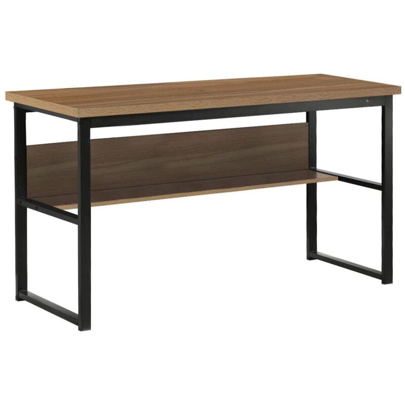 Dmora - Bureau Villava, Bureau linéaire, Bureau polyvalent, Bureau fixe peu encombrant, 55x139h74 cm, Noir et Chêne