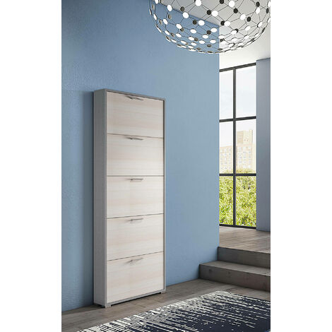 Dmora - Schuhregal Dbarrec, Mehrzweck - Dielenmöbel mit Spiegeltür,  Moderner Schuhschrank mit 5 Einlegeböden, 100% Made in Italy, 50x18h178 cm,  Weiß