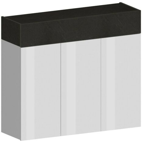Dmora - Schuhregal Nick, platzsparendes schuhregal mit 4 türen, multifunktionale eingangsgarderobe, 114 x 38 x 100 cm, Weiß und Schiefer