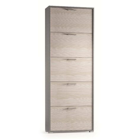 Dmora Schuhregal Surfinia, Mehrzweck - Eingangsmöbel mit 5 Klapptüren, Schuhschrank mit doppelter Tiefe, 100% Made in Italy, Cm 67x28h183, Lärche
