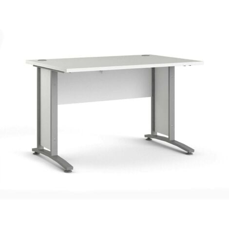 Dmora - Scrivania Amigos, Scrittoio multiuso, Tavolo per ufficio porta PC, Piano di lavoro, 120x80 h75 cm, Bianco e Grigio
