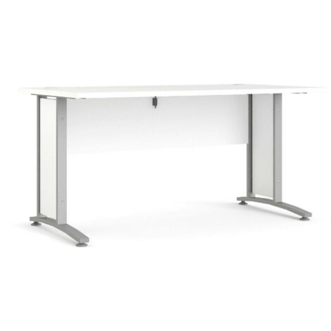 Dmora - Scrivania Ascorbato, Scrittoio multiuso, Tavolo per ufficio porta PC, Piano di lavoro, 150x80 h75 cm, Bianco e Grigio