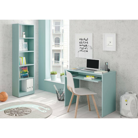 Dmora Scrivania con ripiano estraibile, colore verde acqua, cm 90 x 79 x 54., con imballo rinforzato