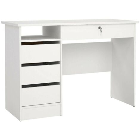 Dmora - Scrivania Eliane, Scrittoio multiuso, Tavolo per ufficio porta PC, Piano di lavoro, 109x49 h76 cm, Bianco