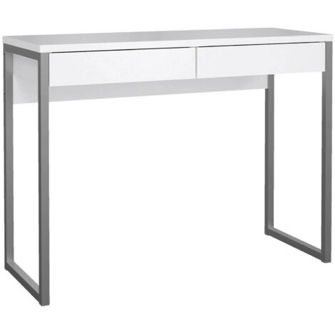Dmora Scrivania lineare con due cassetti, colore bianco, Misure 101 x 76,5 x 40 cm, con imballo rinforzato