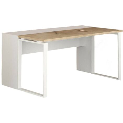 Dmora - Scrivania Timothee, Scrittoio multiuso, Tavolo per ufficio porta PC, Piano di lavoro, 60x0 h76 cm, Rovere e Bianco