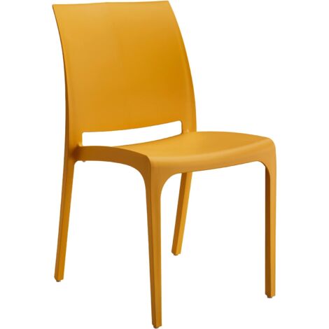 Dmora - Sedia da esterno Camo, Seggiola da giardino, Seduta outdoor multiuso, Panchina da giardino, Made in Italy, 54x46 h80 cm, Giallo