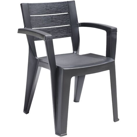 Dmora - Sedia da esterno Oberon, Seggiola da giardino, Seduta outdoor multiuso, Panchina da giardino, Made in Italy, 60x58 h79 cm, Antracite