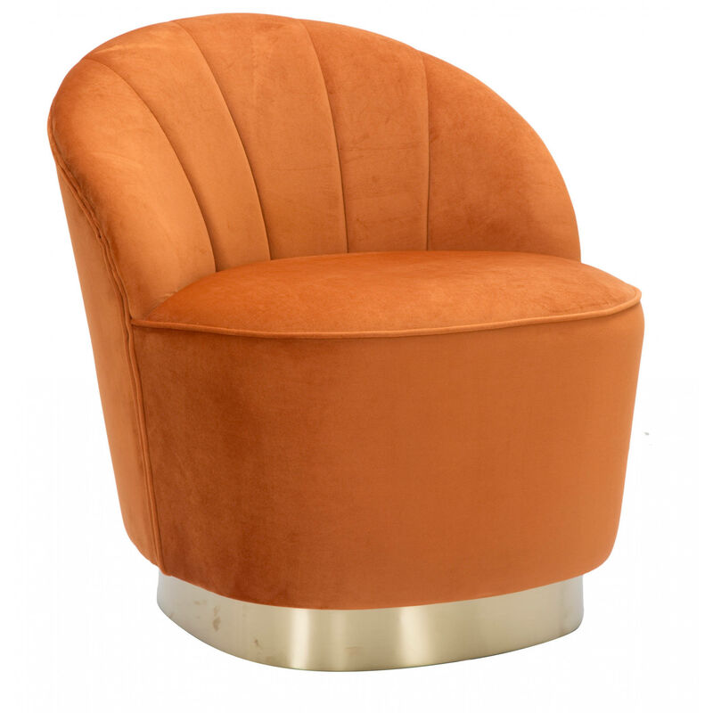 Dmora - Sessel, Holz und Eisen und Schwamm und synthetischer Samt, Farbe Orange, Maße: 67 x 71 x 70 cm