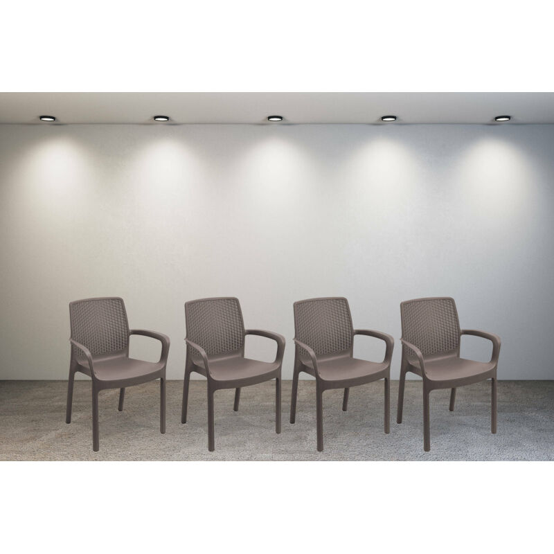 SET de 4 chaises empilables effet rotin, Made in Italy, 60x54x82, Couleur Marron - Dmora