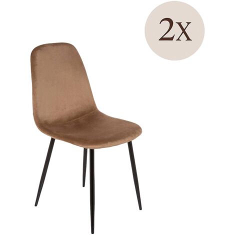 Dmora - Set di 2 sedie Arter, Poltrona rivestita in velluto, Sedia da pranzo imbottita, Seduta per riunioni, 45x56h87 cm, Beige