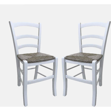 Set di 2 Sedie moderne in ecopelle, per sala da pranzo, cucina o salotto,  cm 54x45h93, Seduta h cm 46, colore Bianco, Con imballo rinforzato