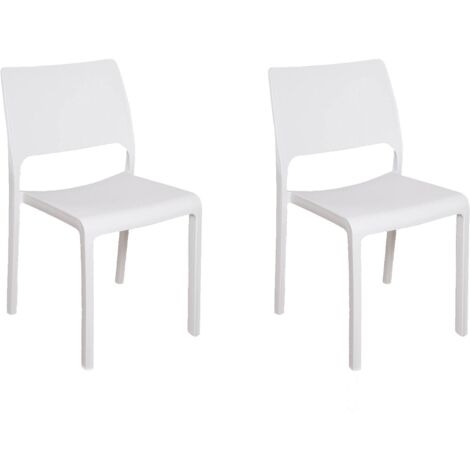 Dmora - Set di 2 sedie da esterno Ancona, Seduta da giardino, Per indoor o outdoor, Impilabile, Made in Italy, 47x53 h82 cm, Bianco