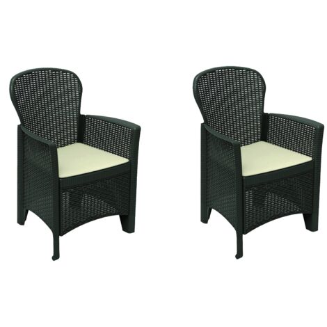 Dmora - Set di 2 sedie da esterno Como, Seduta da giardino, Per indoor o outdoor, Con braccioli, Made in Italy, 59x57 h86 cm, Antracite