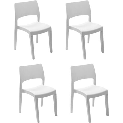 Dmora - Set di 4 sedie da esterno Zircone, Seduta da giardino, Per indoor o outdoor, Impilabile, Made in Italy, 50x51 h82 cm, Bianco