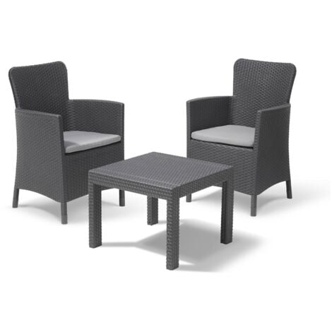 Dmora - Set salotto da esterno Brooks, Salottino outdoor, Set da balcone o giardino, Composizione soggiorno per esterni, 62x60 h89 cm, Antracite