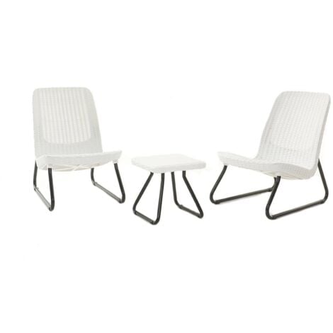 Dmora - Set salotto da esterno Cambiano, Salottino outdoor, Set da balcone o giardino, Composizione soggiorno per esterni, 78x54 h79 cm, Bianco