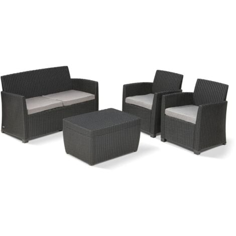 Dmora - Set salotto da esterno Langley, Salottino outdoor, Set da balcone o giardino, Composizione soggiorno per esterni, 135x72 h76 cm, Antracite