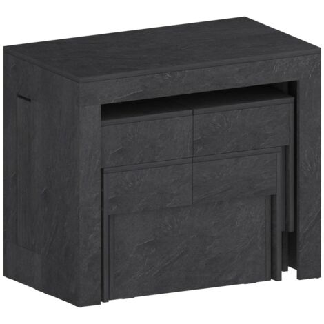 Dmora - Set tavolo e sedie Auditore, Composizione multiuso, Set con consolle e 2 panche allungabili, 100% Made in Italy, 66x25h45 cm, Ardesia