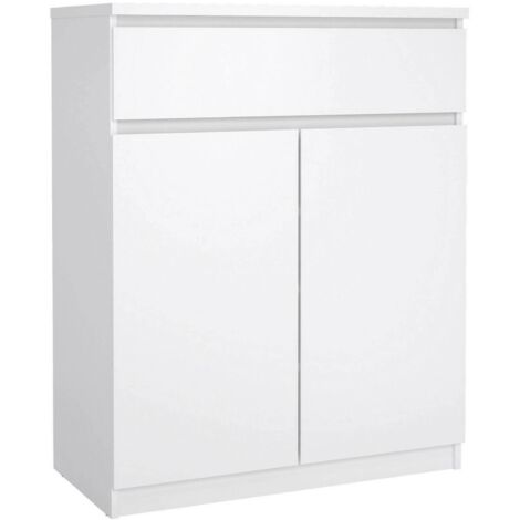 Dmora Sideboard mit Türen und einer Schublade, weiß glänzend, 80 x 100 x 41 cm