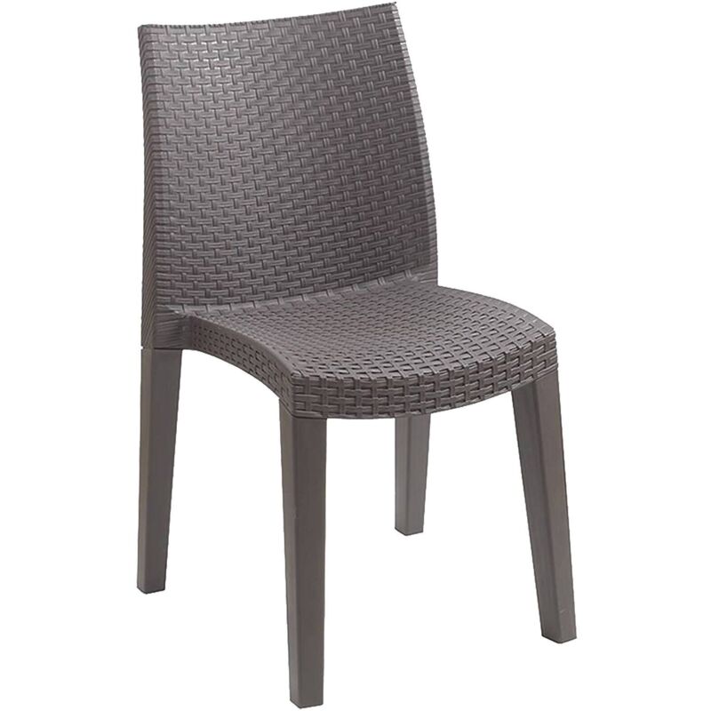 

Silla apilable efecto ratán, Made in Italy, 48x55x86 cm, color marrón - Dmora