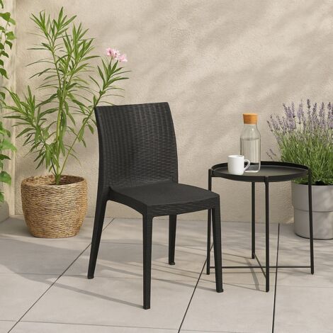 Dmora - Silla de exterior Ferla, Silla de jardín que ahorra espacio, Apilable, Ideal para jardines y terrazas, Made in Italy, 42x48 h81 cm, Antracita