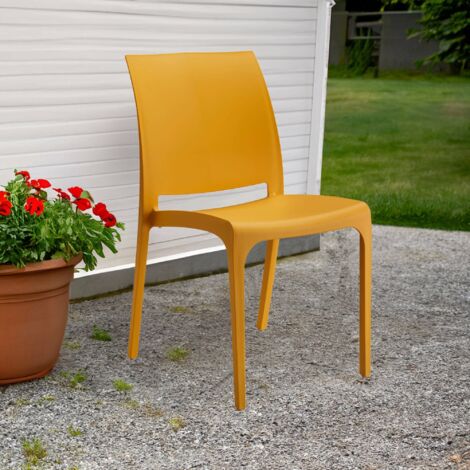 Dmora - Sillas de Jardín Miranda, Silla de jardin, Asiento exterior multiusos, Banco de jardín, Made in Italy, 54x46 h80 cm, Amarillo