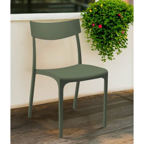 Dmora - Sillas de Jardín Orcus, Silla de jardin, Asiento exterior multiusos, Banco de jardín, Made in Italy, 54x46 h80 cm, Verde