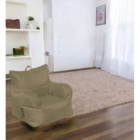 Dmora Sillón acolchado con reposabrazos, color beige, Medidas 80 x 80 x 80 cm, con embalaje reforzado