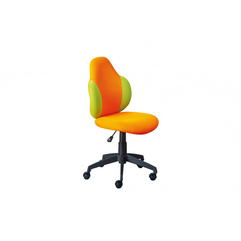 

Sillón de oficina Dmora regulable en altura, con asiento en suave tejido naranja y amarillo, 58x56x92 / 102 cm