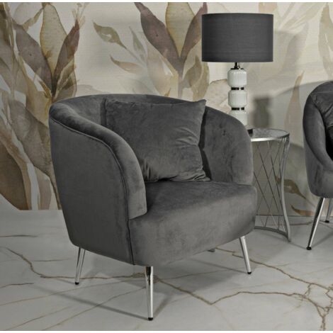 Dmora - Sillón Madeira, Asiento acolchado, Sofá de salón individual, Silla con reposabrazos, 73x66 h78 cm, Gris y Plata