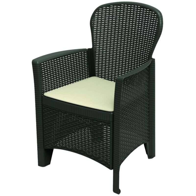 

Sillón modular Dmora efecto ratán, Made in Italy, 60 x 58 x 89 cm, color Antracita