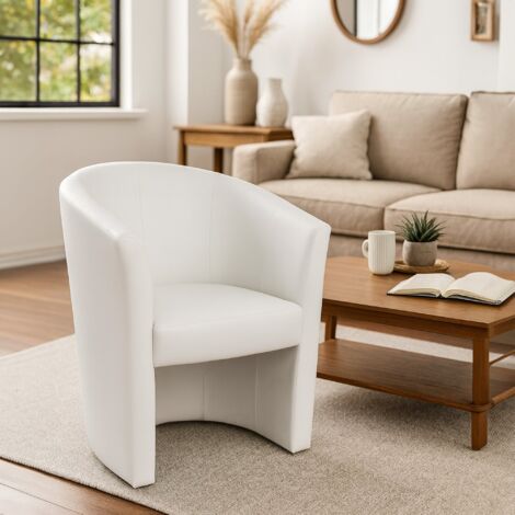 Dmora Sillón tapizado en ecopiel, color blanco, 65 x 78 x 60 cm, con embalaje reforzado